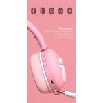 Wholesale Cat Ear and Paw LED Bluetooth Headphone Headset with Built in Mic, Luminous Light, Foldable, 3.5mm Aux In for Adults Children Home School (Pink)